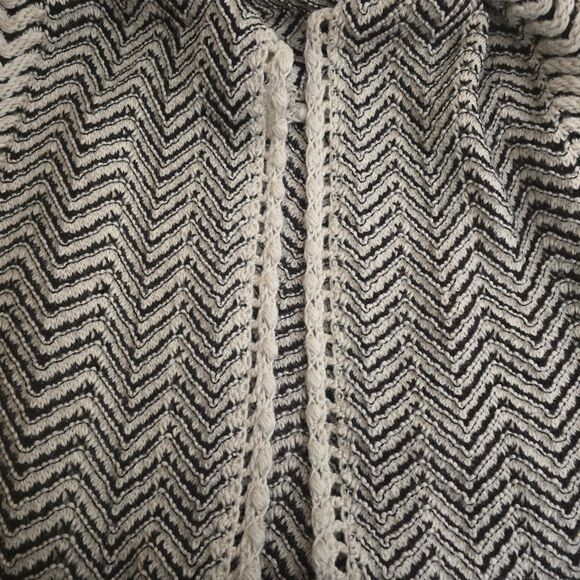 Anthropologie Moth Cardigan XL Wool Blend Open Front Chevron Textured Long - Picture 12 of 13